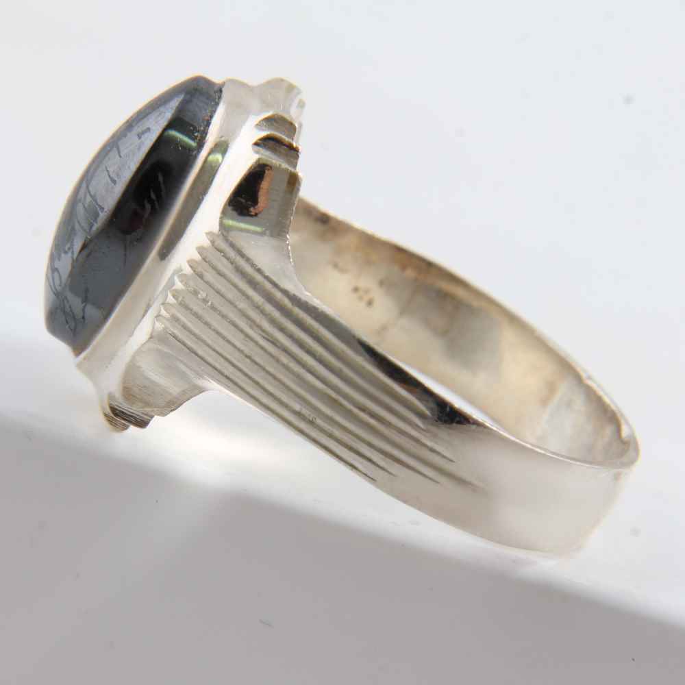 Price and Buy Islamic Hematite Silver Ring Hadid Gemstone for Men Mehrab - Image 3