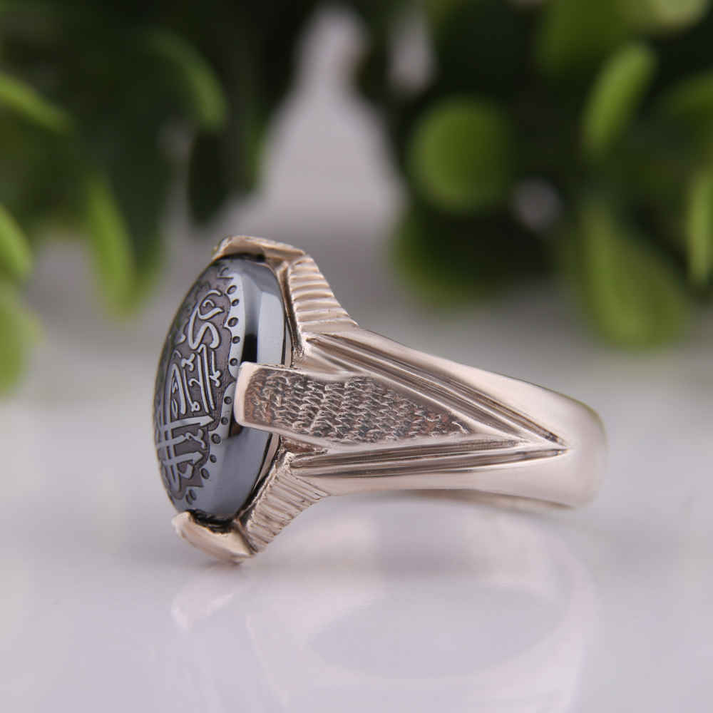 Price and Buy Islamic Hematite Silver Ring Hadid Gemstone for Men Raya - Image 3