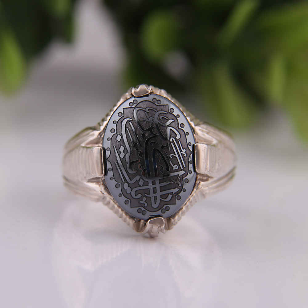 Price and Buy Islamic Hematite Silver Ring Hadid Gemstone for Men Raya - Image 4