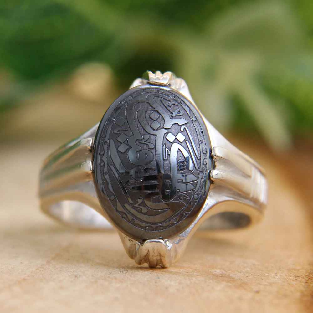 Price and Buy Islamic Hematite Silver Ring Hadid Gemstone for Men Yazdan - Image 3