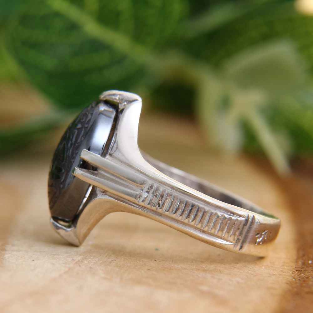 Price and Buy Islamic Hematite Silver Ring Hadid Gemstone for Men Yazdan - Image 4