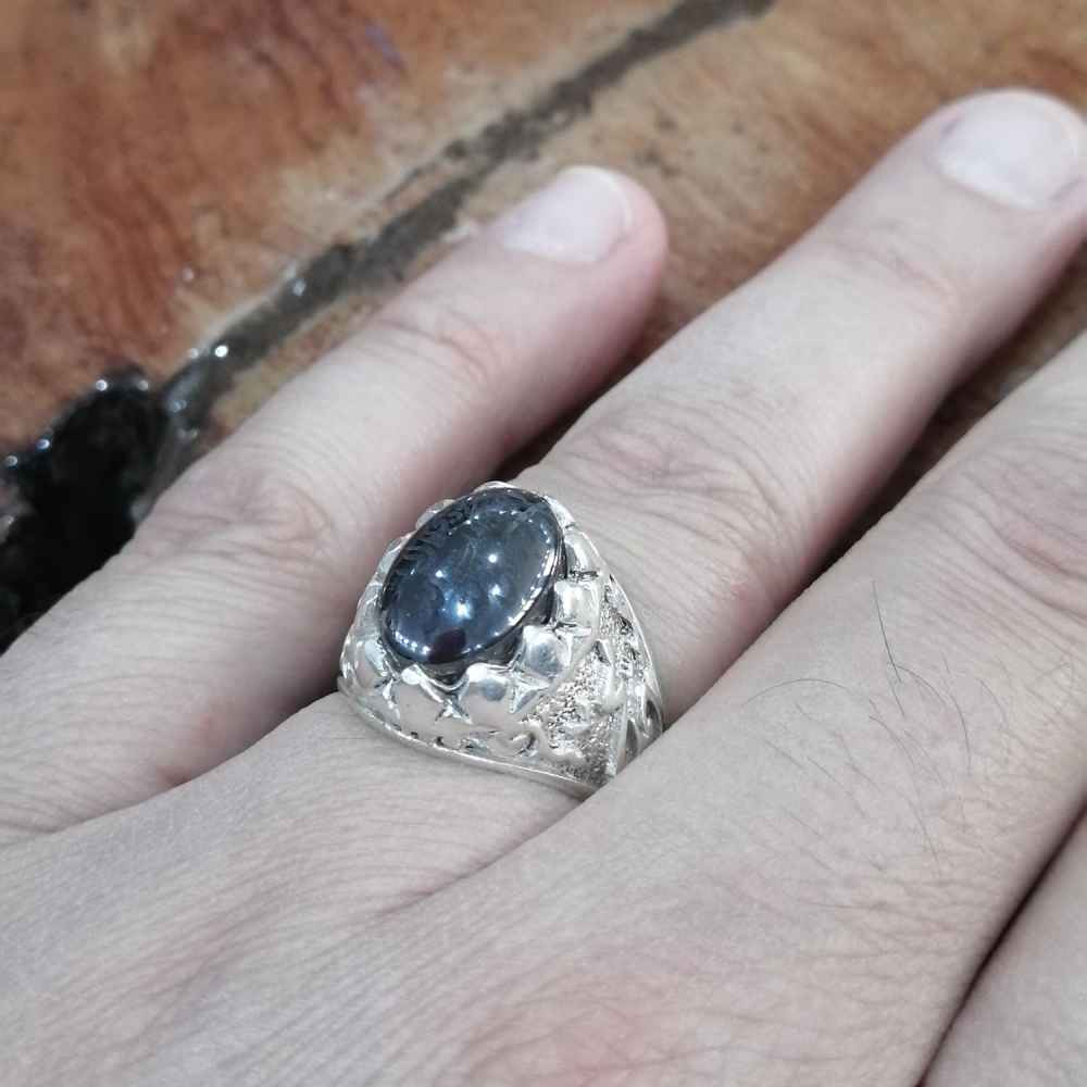 Price and Buy Islamic Hematite Silver Ring Hadid Gemstone for Men - Image 3