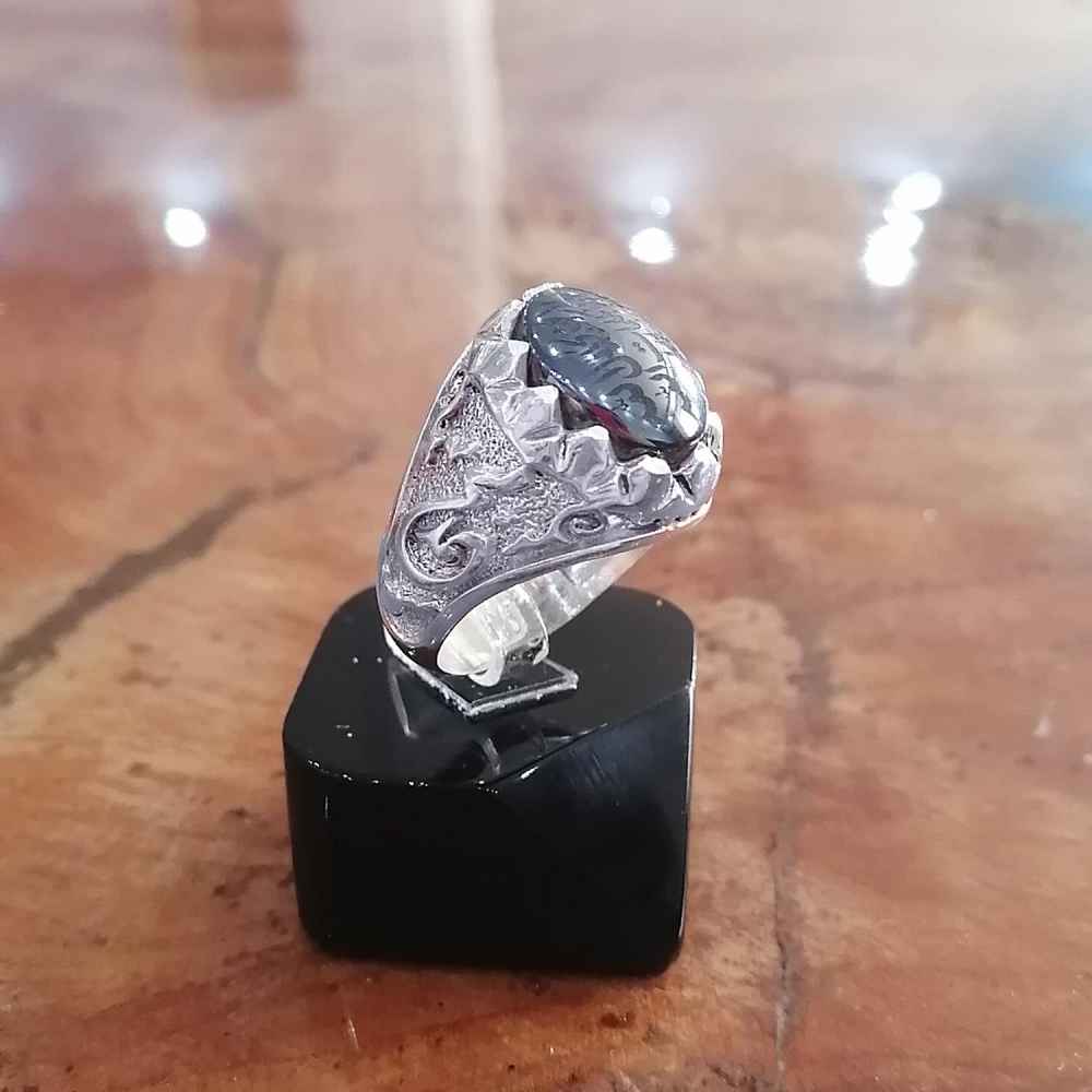 Price and Buy Islamic Hematite Silver Ring Hadid Gemstone for Men - Image 4