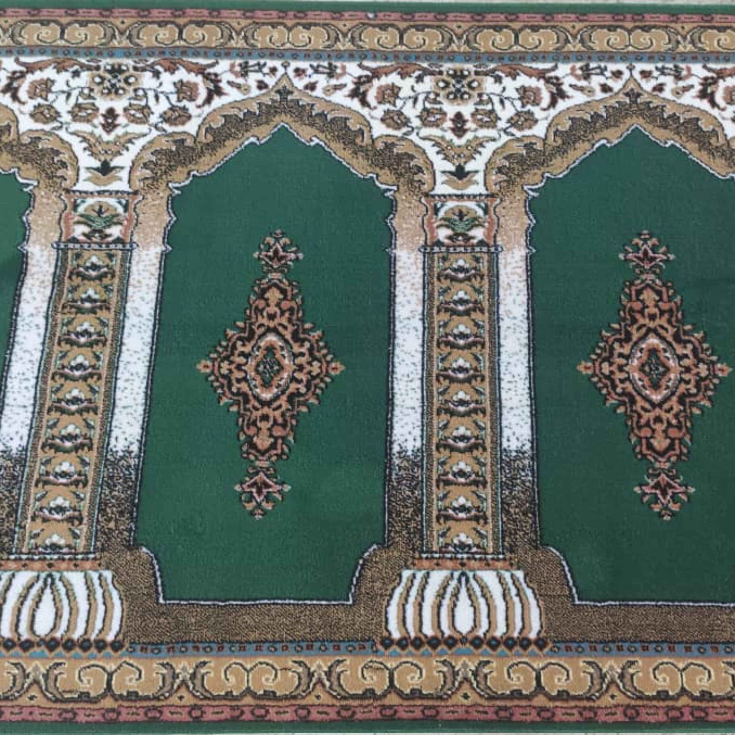 Price and Buy Islamic Mosque Carpet Green Color – Premium Masjid Floor Covering, 5 Meters