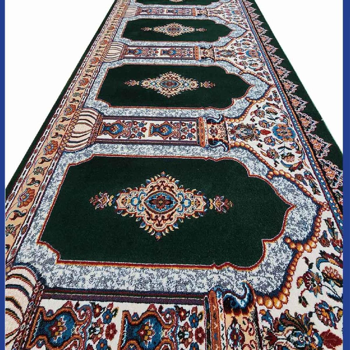 Price and Buy Islamic Mosque Carpet with Mihrab Design – Cotton Green, 5 Meters