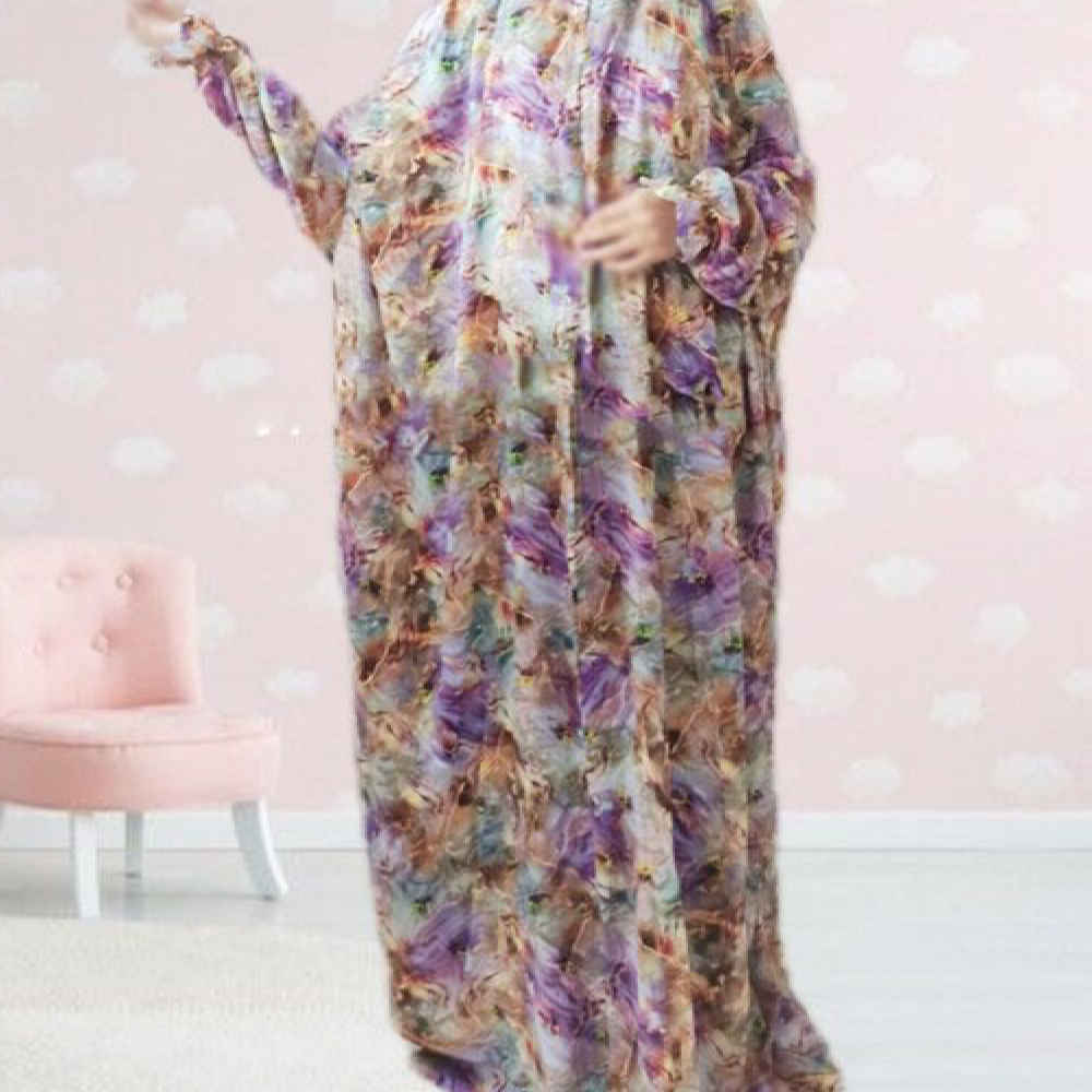 Price and Buy Islamic Namaz Chador with Sleeves for Women Ideal for Praying – Floral Pattern Aram - Image 3