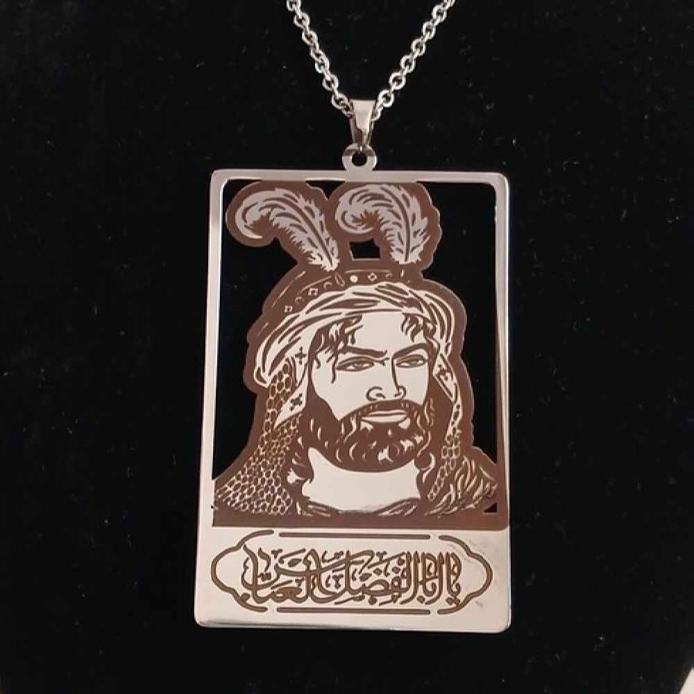 Price and Buy Islamic Necklace with Ya Abu Fadhl Al-Abbas Pattern Steel Medallion - Image 3