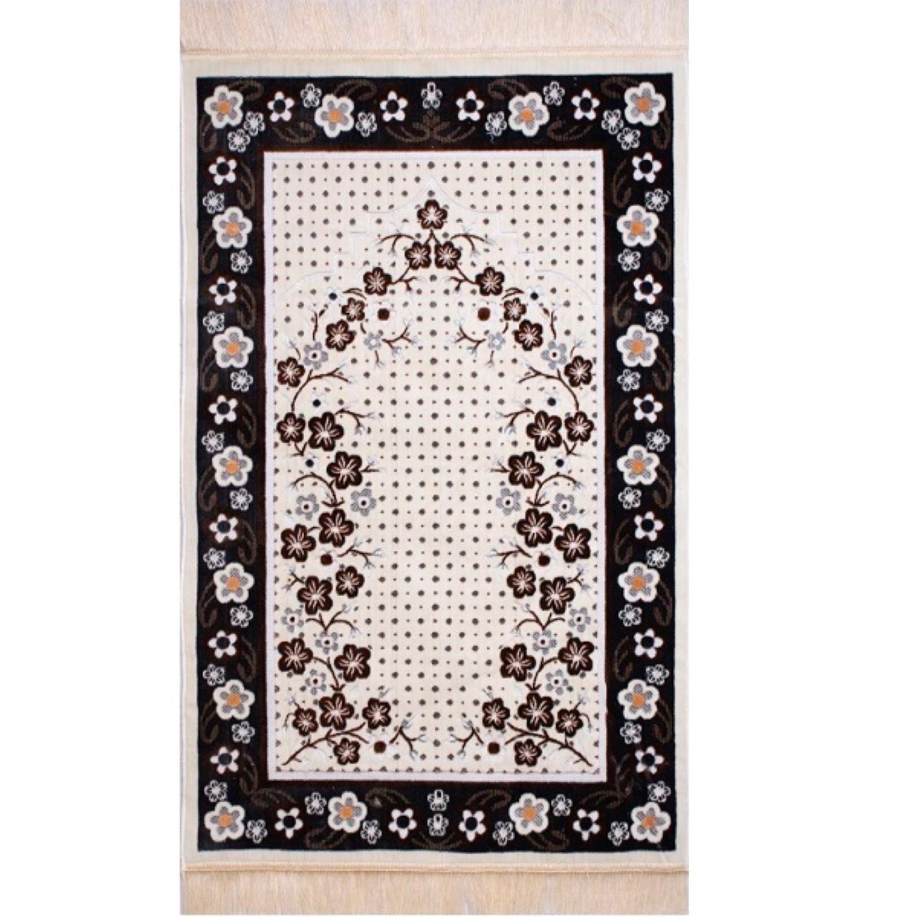 Price and Buy Islamic Padded Velvet Prayer Rug Janamaz Sajadah Floral Cream_68fffe79e3aad.jpeg Price and Buy Islamic Padded Velvet Prayer Rug Janamaz Sajadah Floral Cream - Image 1