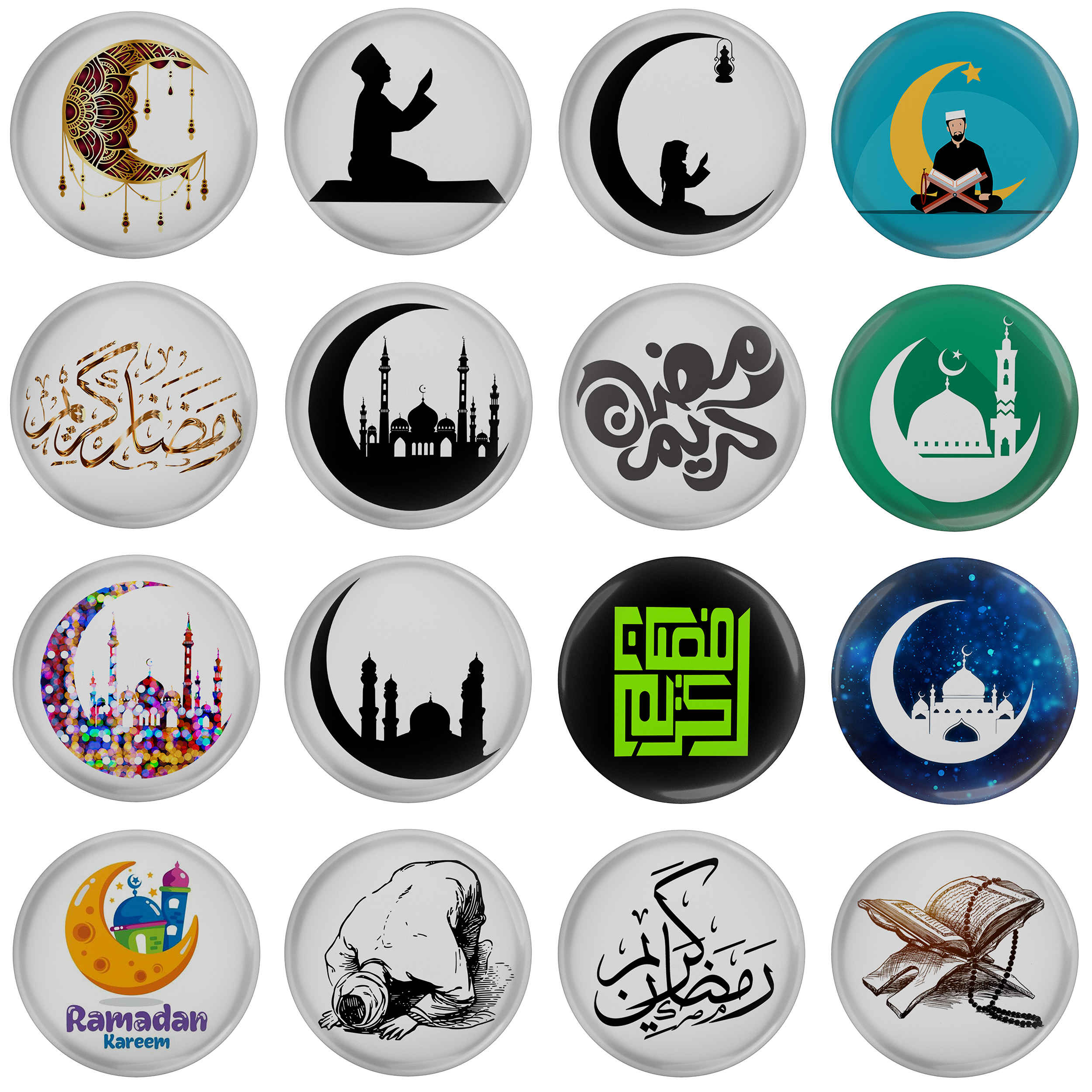 Price and Buy Islamic Pinback Button Set – Ramadan Kareem (16 pcs)