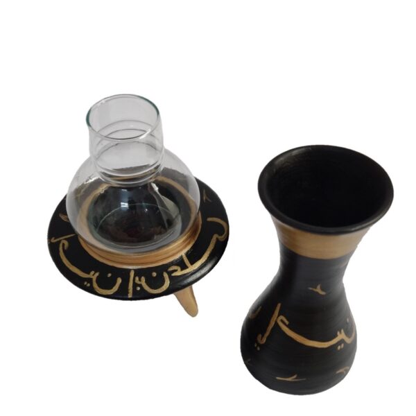 Price and Buy Islamic Pottery Table Top Candle Holder with Ya Hossein Design Set of 2