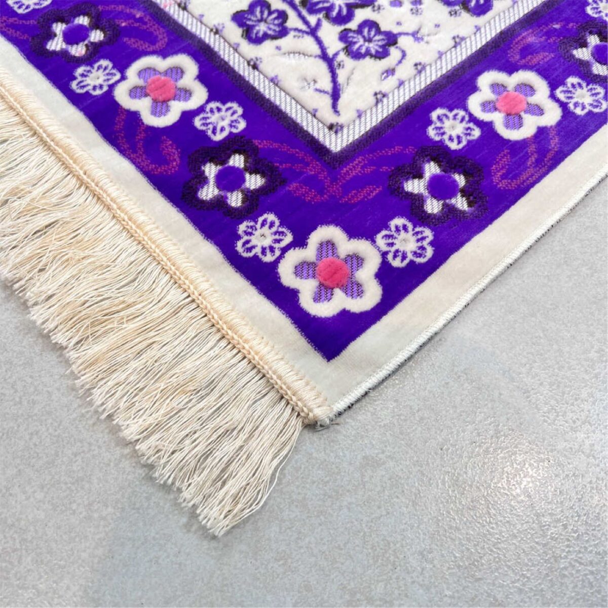 Price and Buy Islamic Prayer Mat Padded Janamaz Floral Bordered Purple - Image 3