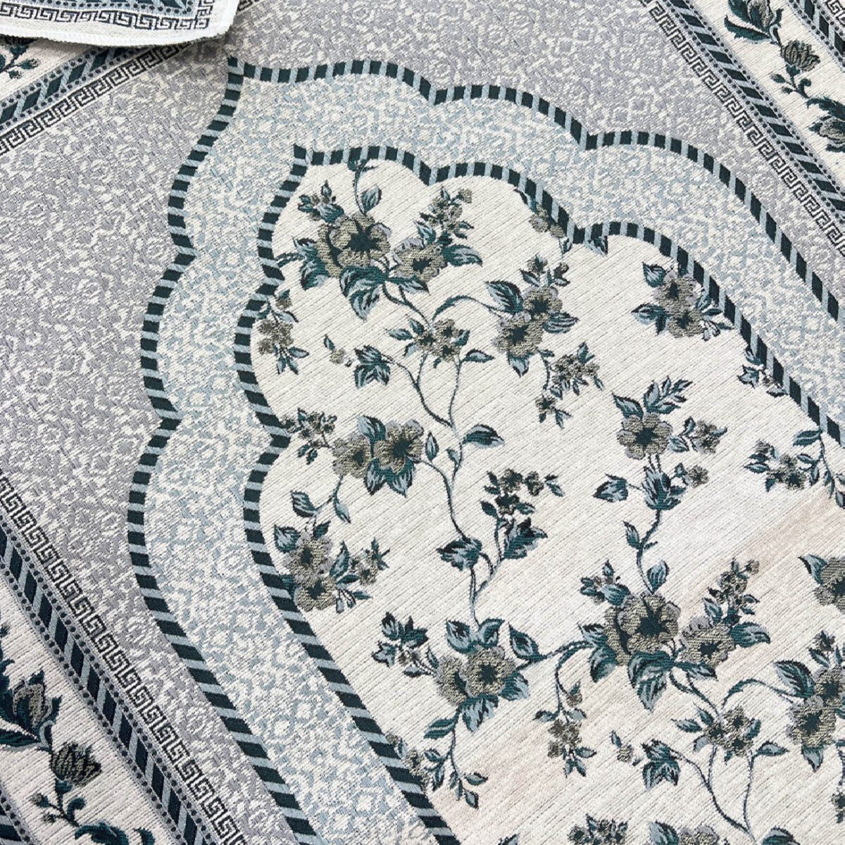 Price and Buy Islamic Prayer Mat Padded Velvet Sajadah Floral Design Gray - Image 3