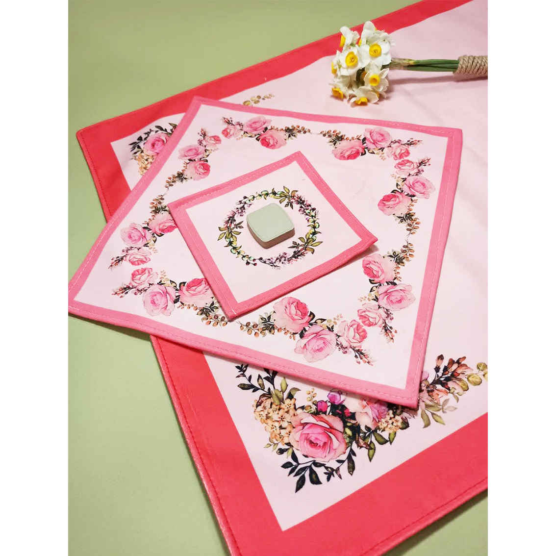 Price and Buy Islamic Prayer Mat Pink Velvet Sajadah with Vintage Floral Design - Image 4