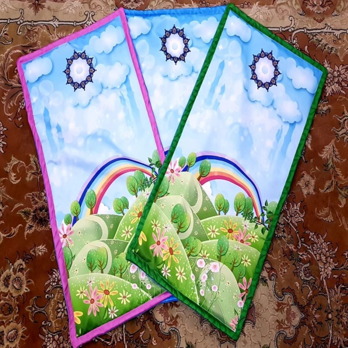 Price and Buy Islamic Prayer Mat Sajadah for Kids Rainbow Blue - Image 4