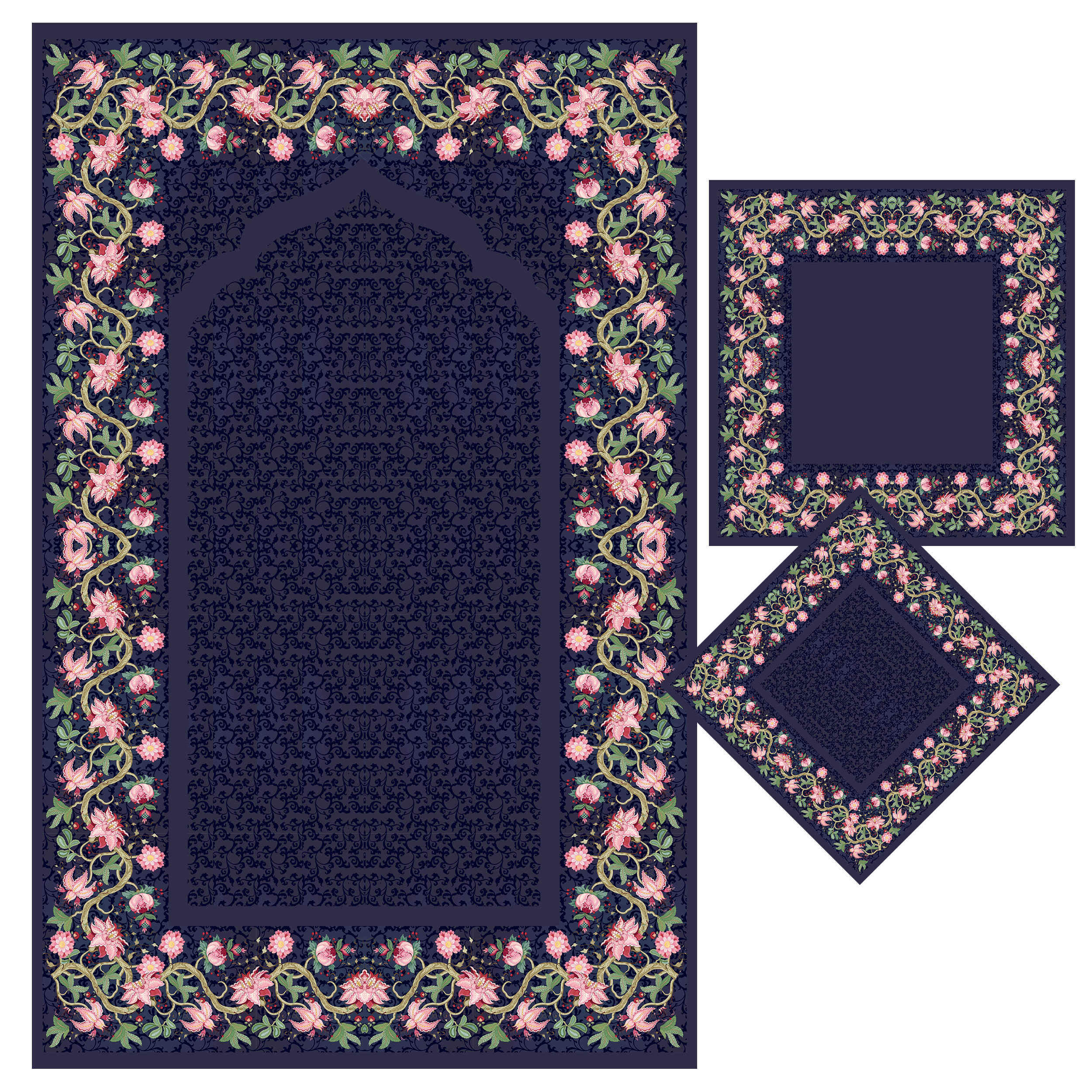 Price and Buy Islamic Prayer Mat Sajadah for Muslims Floral Bordered - Image 6