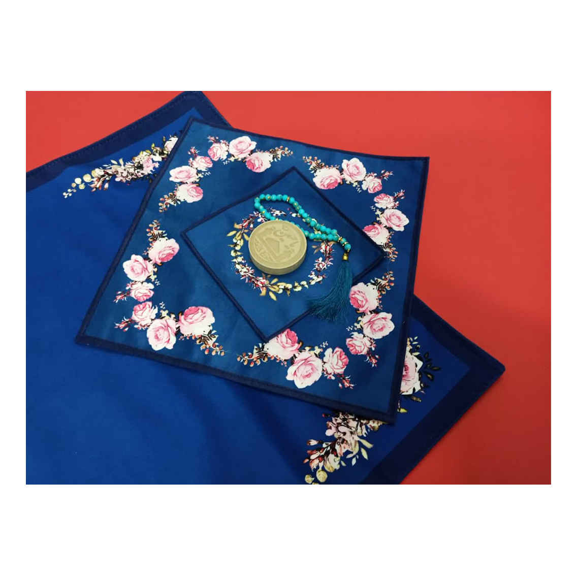 Price and Buy Islamic Prayer Mat Velvet Sajadah with Pink Floral Pattern - Image 3