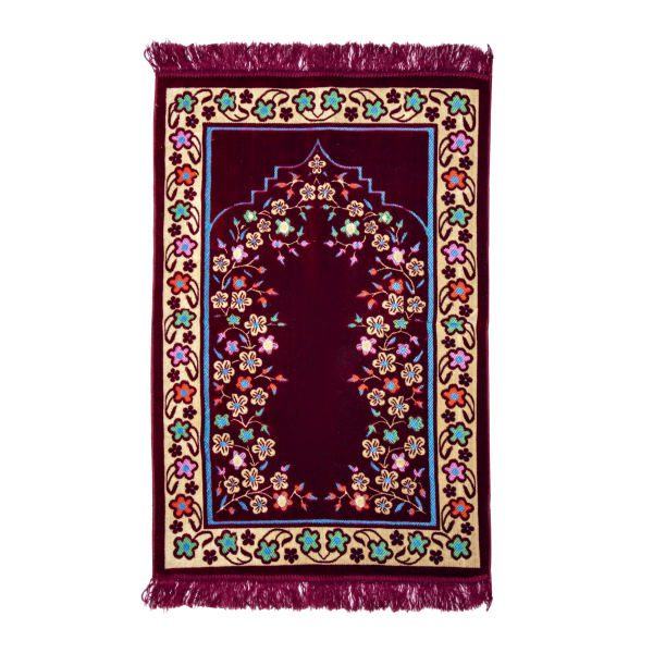 Price and Buy Islamic Prayer Rug Padded Red Velvet Sajadah with Floral Design for Muslims_68f63f2a7d67b.jpeg Price and Buy Islamic Prayer Rug Padded Red Velvet Sajadah with Floral Design for Muslims