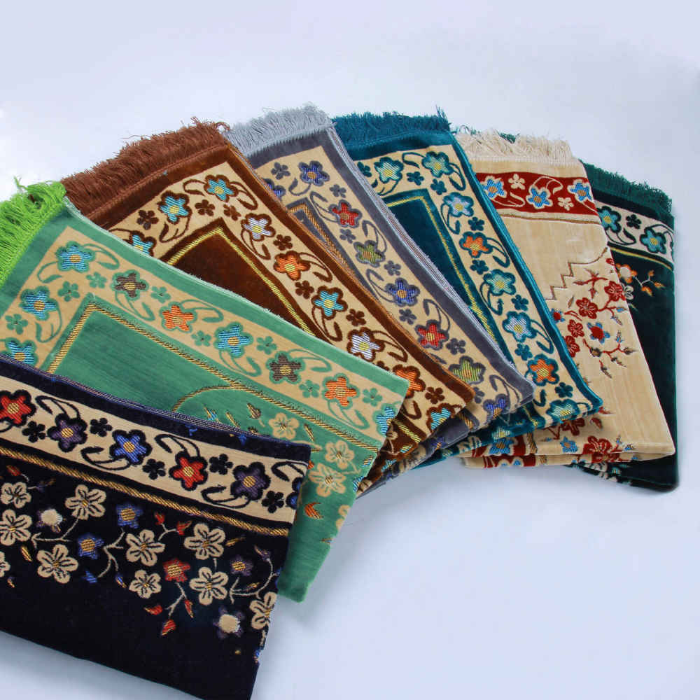 Price and Buy Islamic Prayer Rug Padded Red Velvet Sajadah with Floral Design for Muslims - Image 11