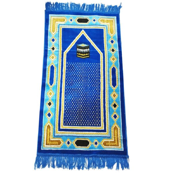 Price and Buy Islamic Prayer Rug Padded Sajadah in Velvet Kaaba Blue_68ff167dae3e6.jpeg Price and Buy Islamic Prayer Rug Padded Sajadah in Velvet Kaaba Blue