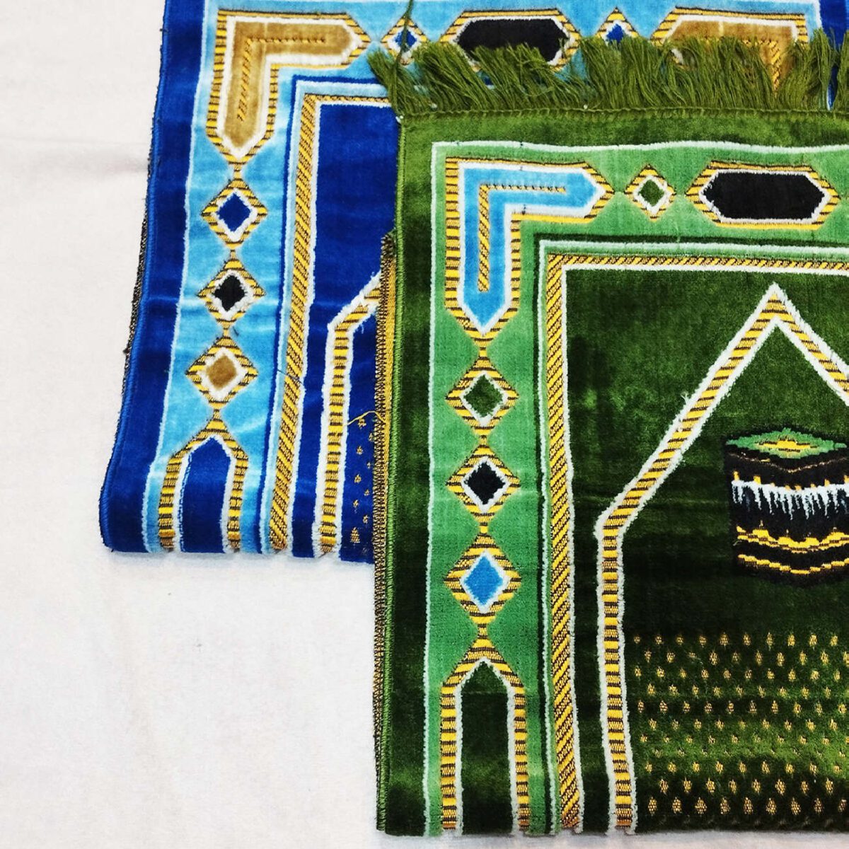 Price and Buy Islamic Prayer Rug Padded Sajadah in Velvet Kaaba Blue - Image 3