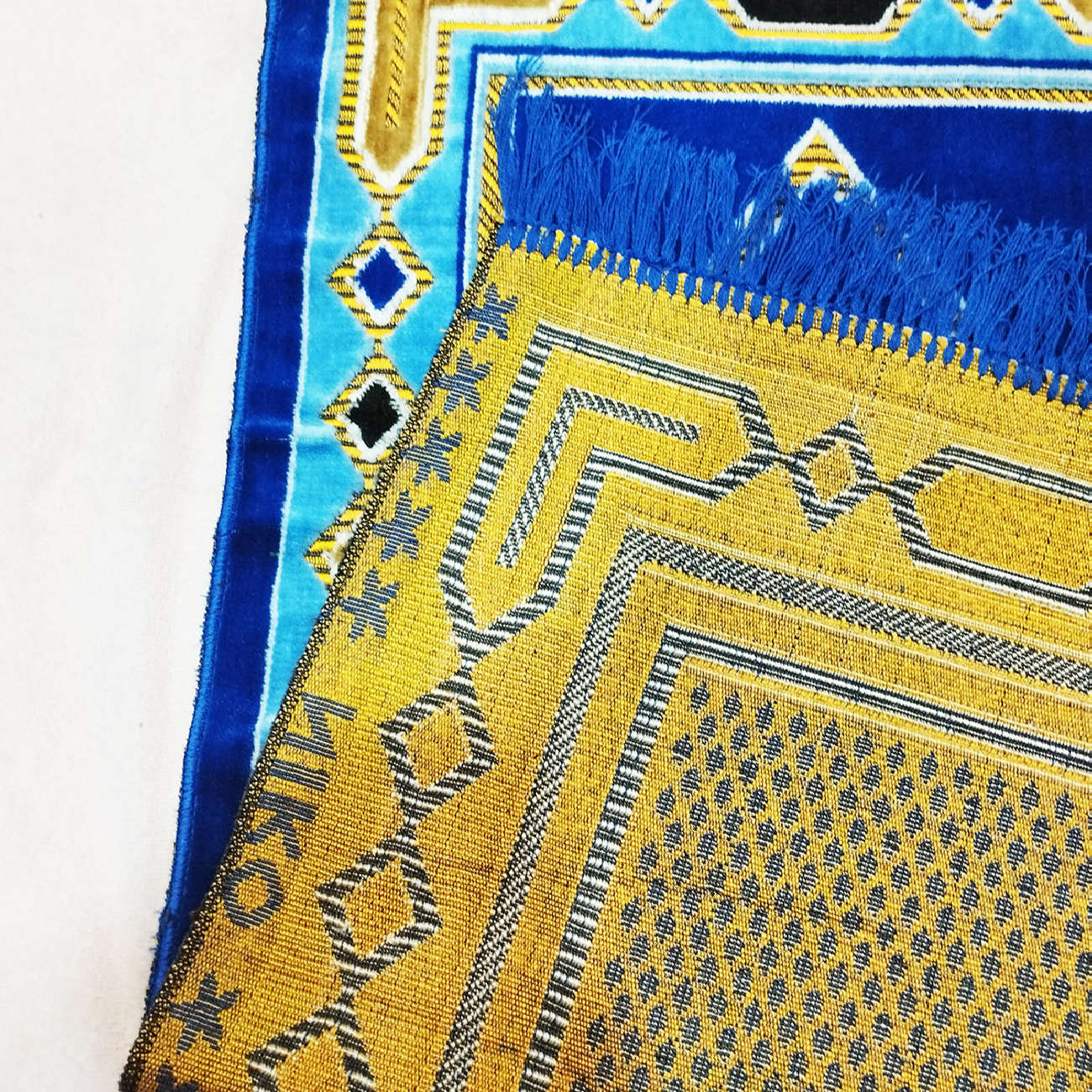 Price and Buy Islamic Prayer Rug Padded Sajadah in Velvet Kaaba Blue - Image 4