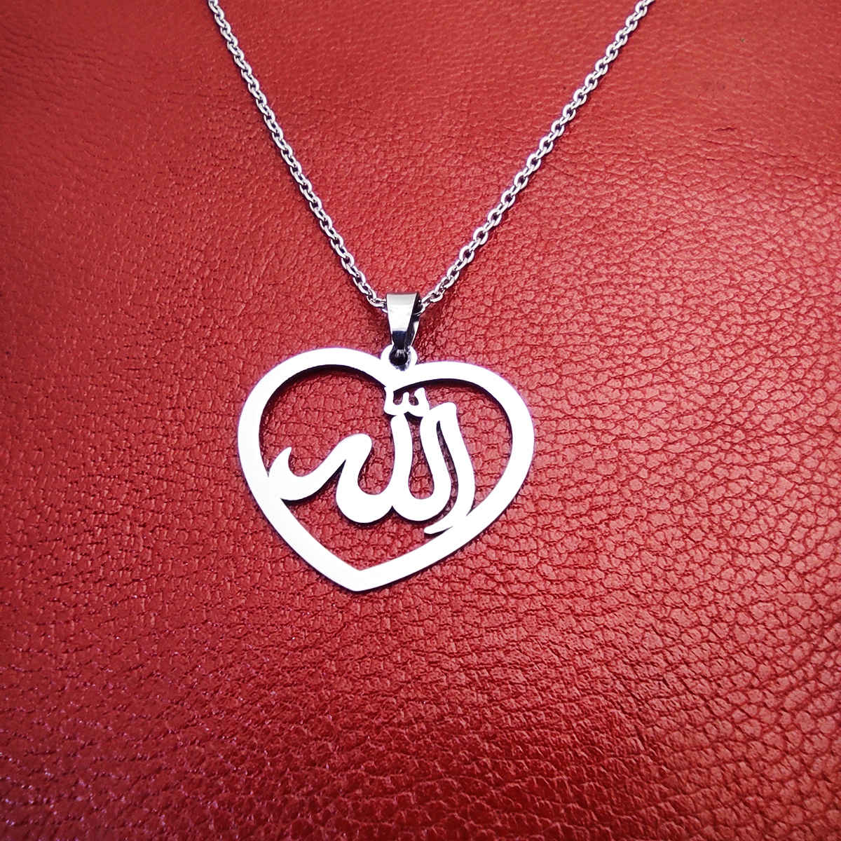 Price and Buy Islamic Steel Necklace with Allah Heart Design Medallion - Image 3