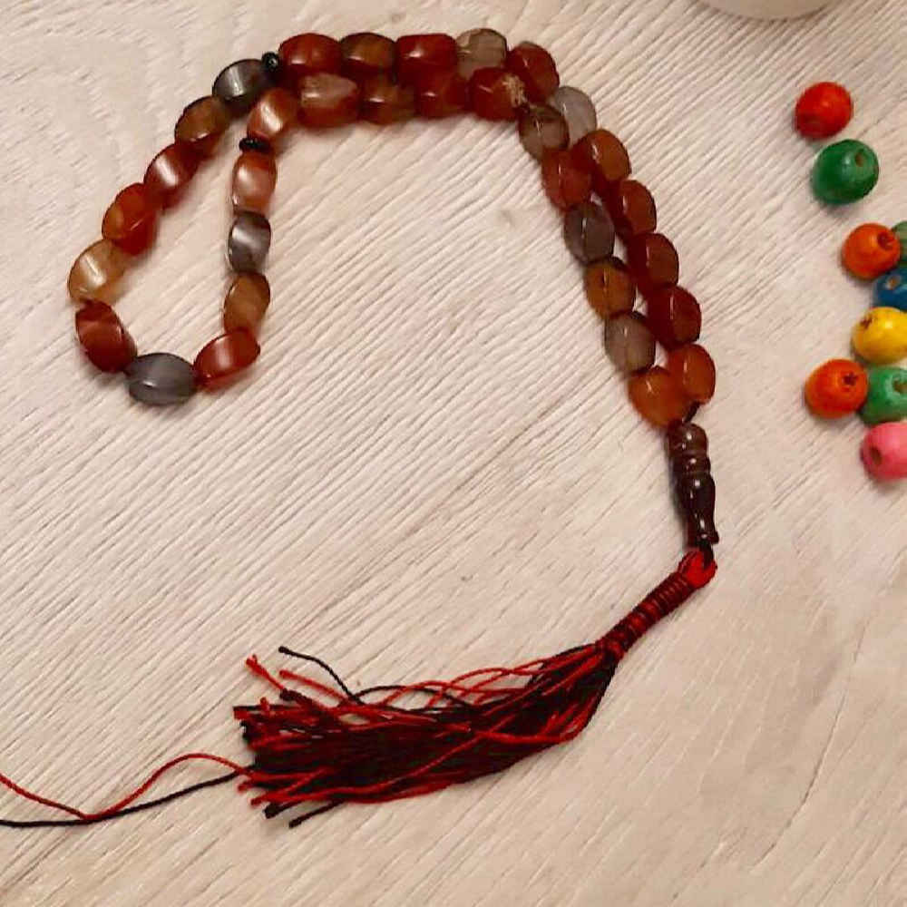 Price and Buy Islamic Sulemani Hakik Rosary Crafted with 33 Prayer Beads Tasbih Red - Image 3