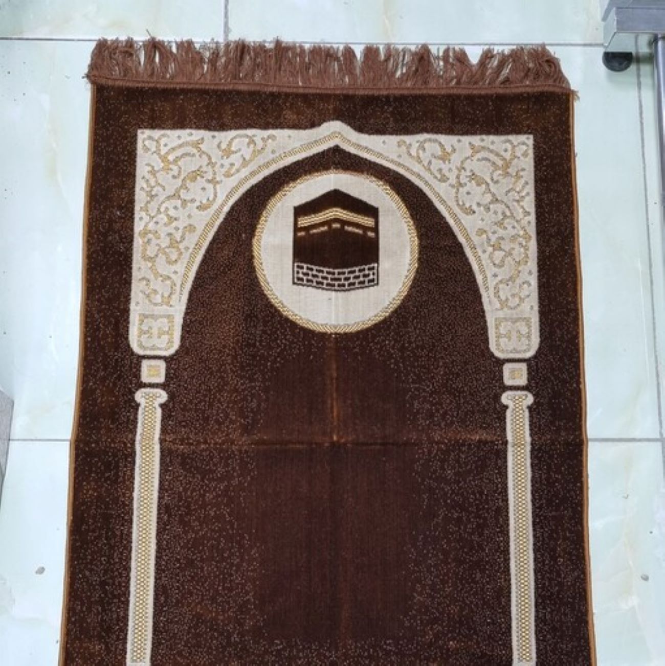 Price and Buy Islamic Velvet Prayer Rug Padded Janamaz Sajadah in Holy Kaaba Brown_690031da5ac0e.jpeg Price and Buy Islamic Velvet Prayer Rug Padded Janamaz Sajadah in Holy Kaaba Brown - Image 1