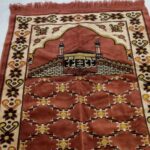 Price and Buy Islamic Velvet Prayer Rug Padded Sajadah Janamaz Kaaba Brick Red - Image 4
