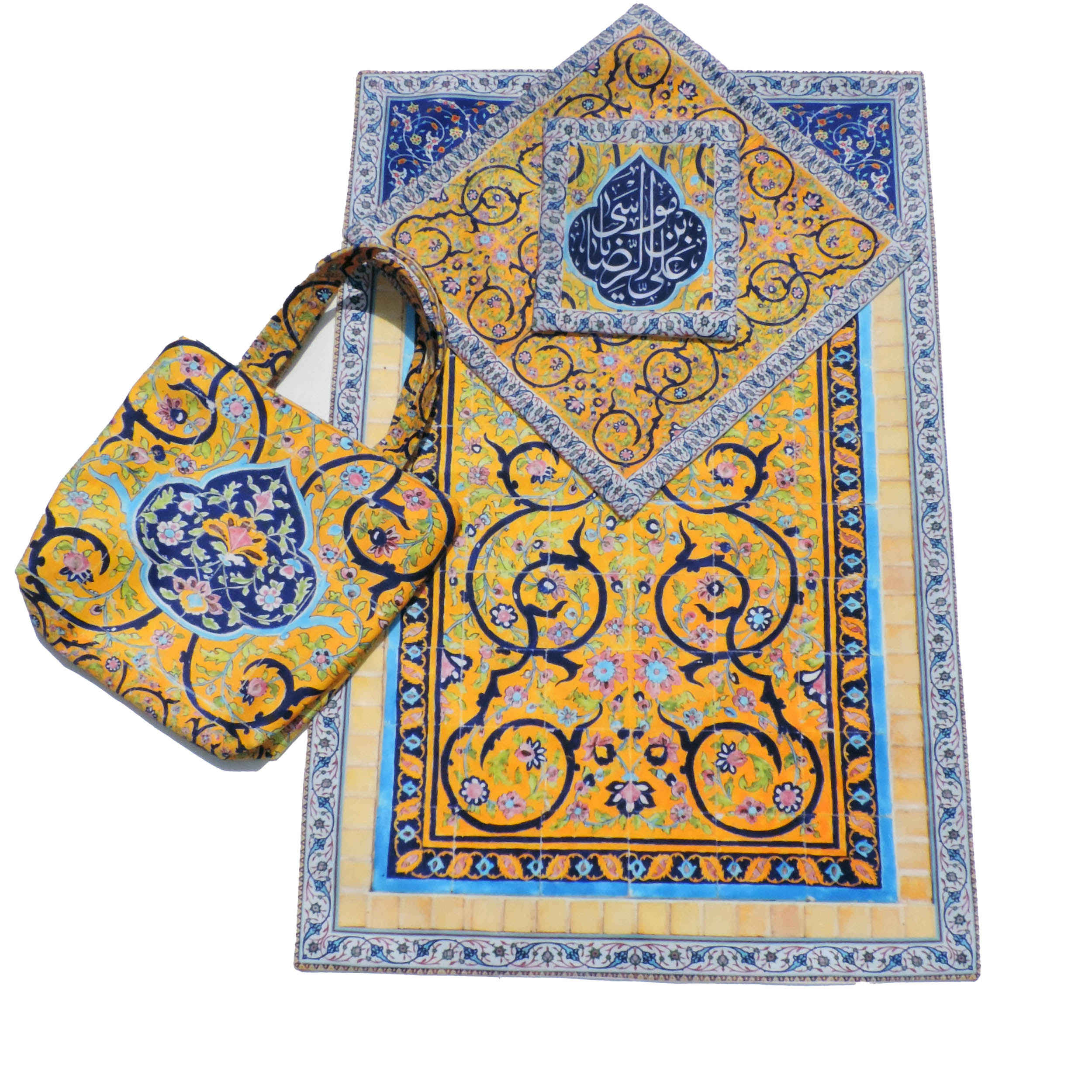 Price and Buy Islamic Velvet Thin Prayer Mat Janamaz with Haram-e Razavi Design - Image 3