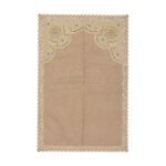Price and Buy Islamic Velvet Thin Prayer Mat Sajadah Janamaz Traditional Eslimi Design Cream - Image 5