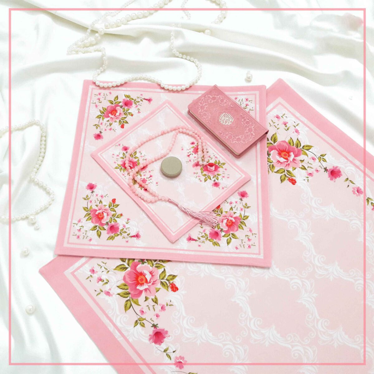 Price and Buy Islamic Velvet Thin Prayer Mat Sajadah with Floral Design - Image 4