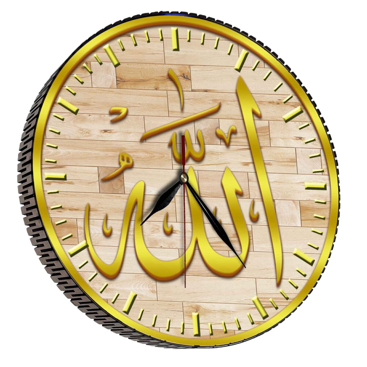 Price and Buy Islamic Wall Clock Featuring Golden Allah Name Printed Elegance