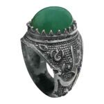 Price and Buy Islamic Yemeni Agate Silver Ring for Men with Green Gemstone & Ya Ali Design