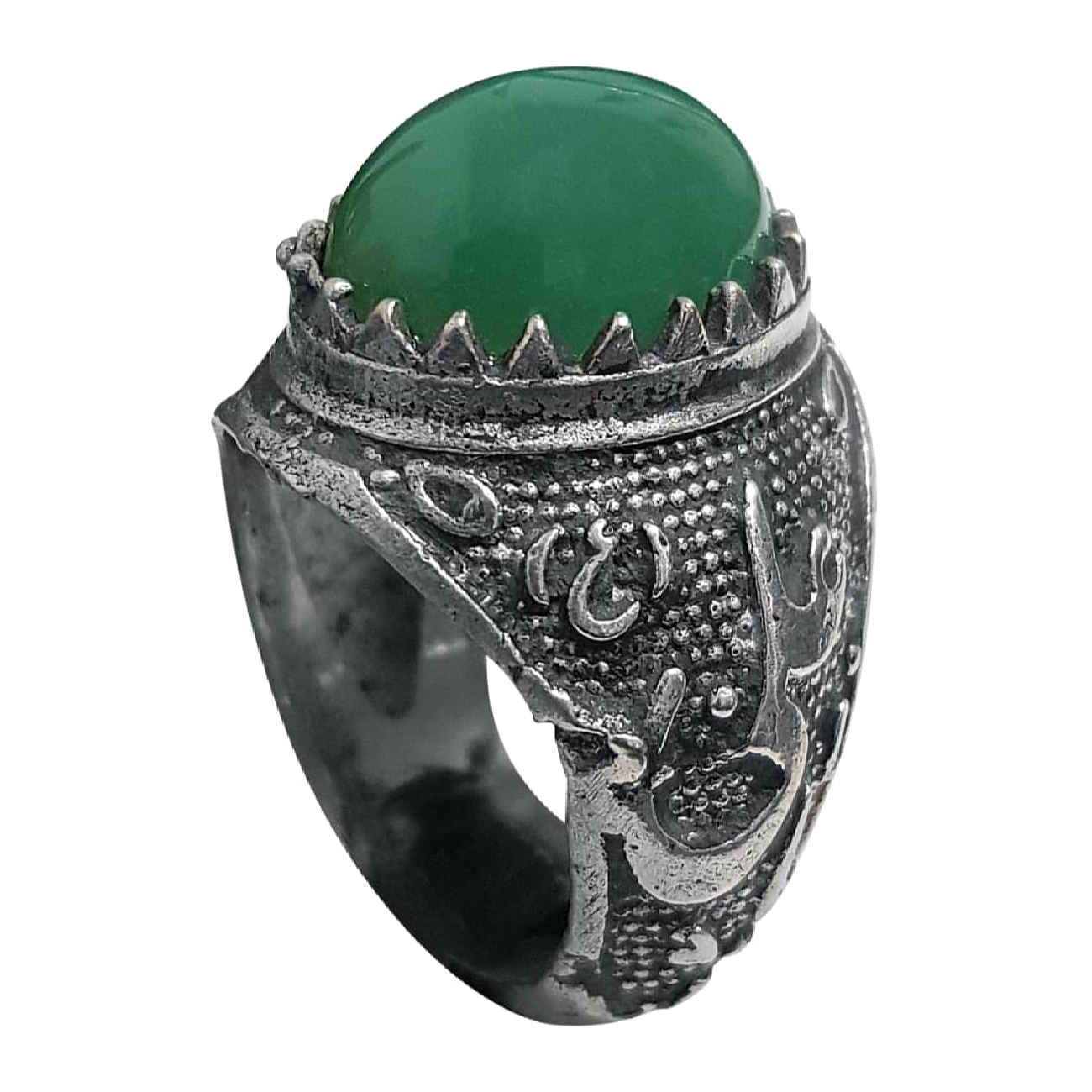 Price and Buy Islamic Yemeni Agate Silver Ring for Men with Green Gemstone & Ya Ali Design_6901e0516c0b4.jpeg Price and Buy Islamic Yemeni Agate Silver Ring for Men with Green Gemstone & Ya Ali Design - Image 1