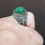 Price and Buy Islamic Yemeni Agate Silver Ring for Men with Green Gemstone & Ya Ali Design - Image 3
