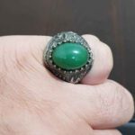Price and Buy Islamic Yemeni Agate Silver Ring for Men with Green Gemstone & Ya Ali Design - Image 4