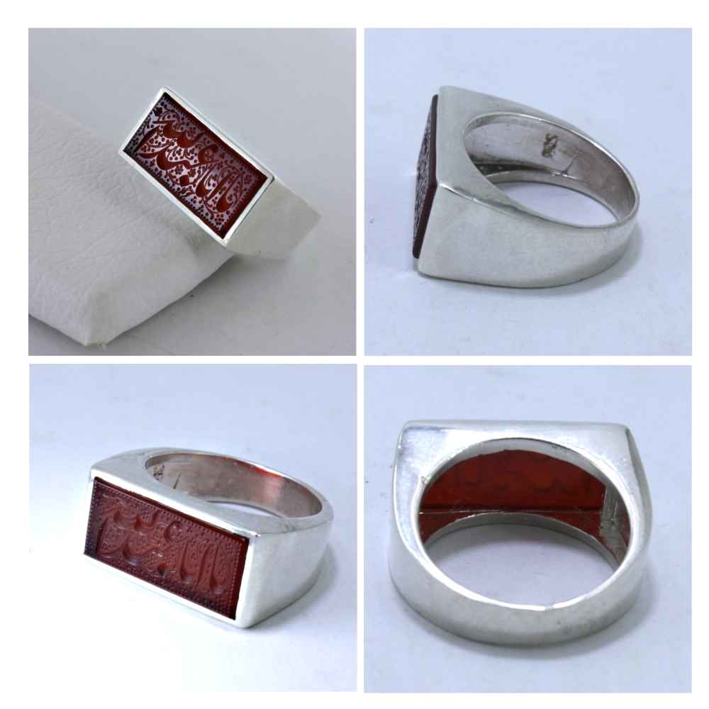Price and Buy Islamic Yemeni Aqeeq Silver Ring for Men Abdellah - Image 3