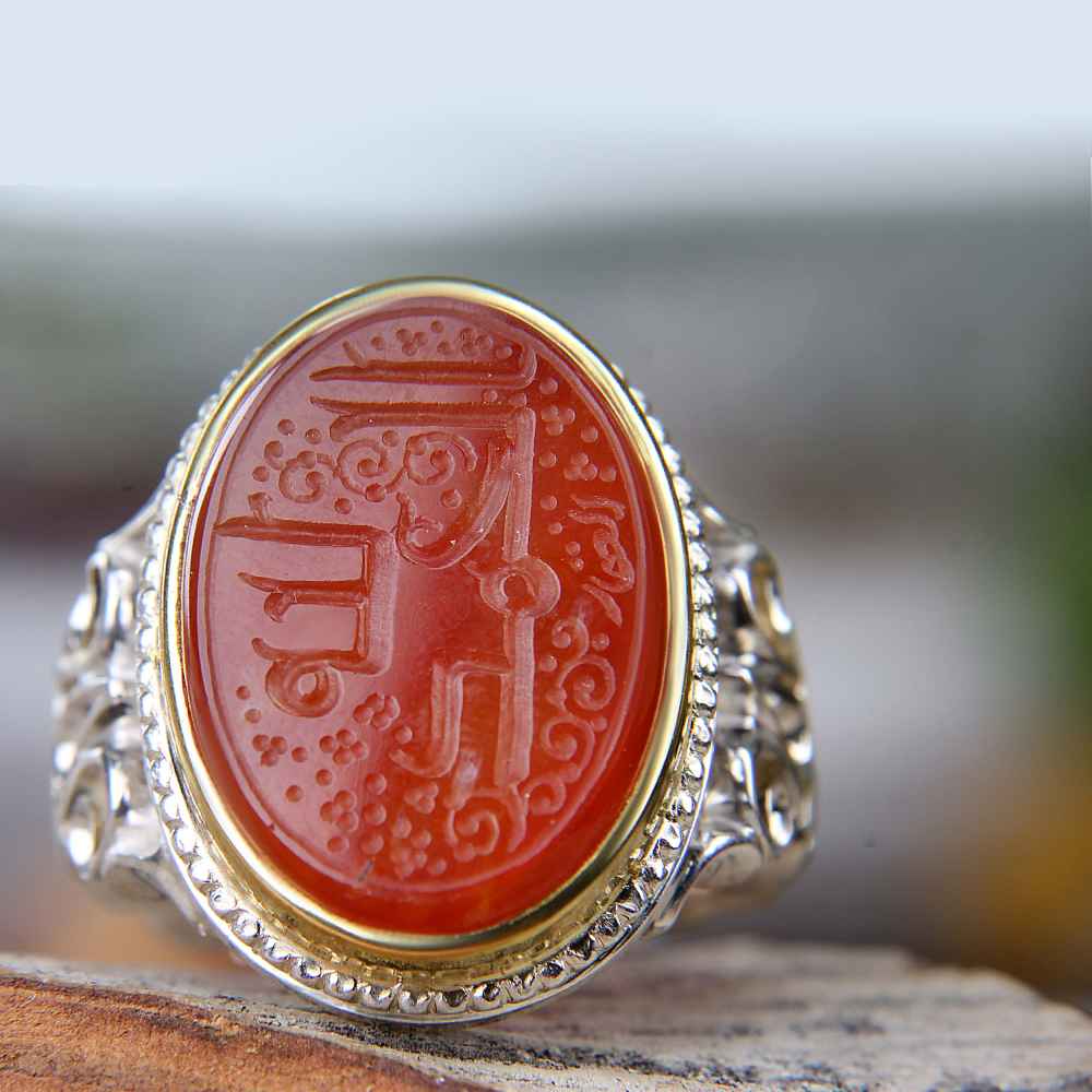Price and Buy Islamic Yemeni Aqeeq Silver Ring for Men Alhamd Ollah - Image 3