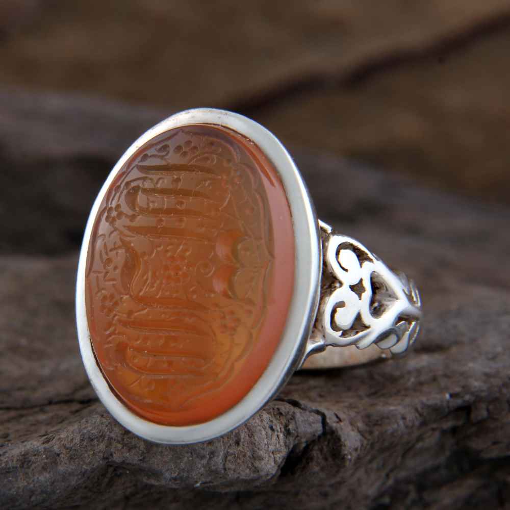 Price and Buy Islamic Yemeni Aqeeq Silver Ring for Men La Elah Ela Allah - Image 3