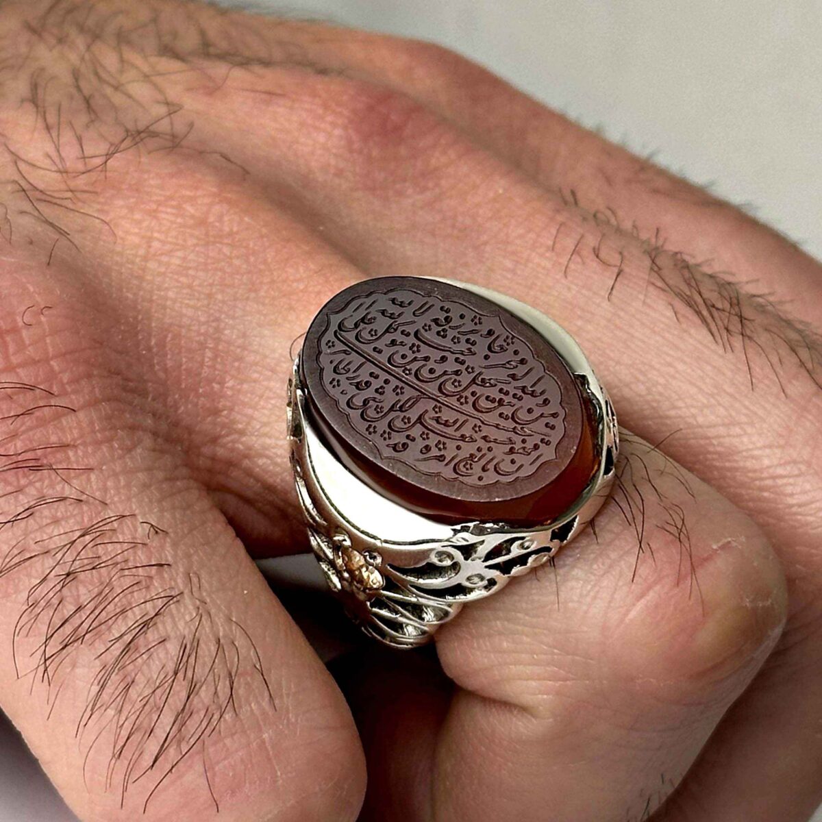 Price and Buy Islamic Yemeni Aqeeq Silver Ring for Men Man Yattaqillah - Image 3