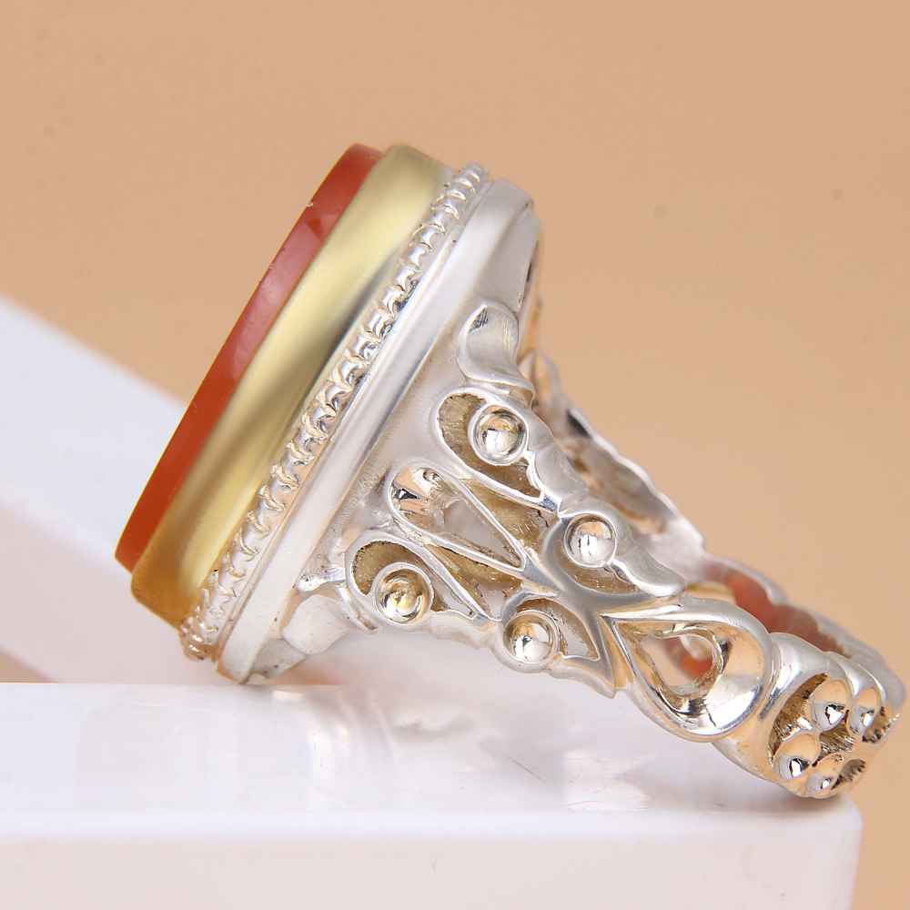 Price and Buy Islamic Yemeni Aqeeq Silver Ring for Men Mohammad - Image 3