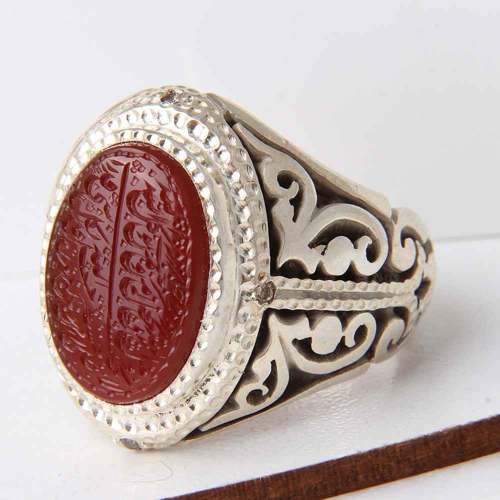 Price and Buy Islamic Yemeni Aqeeq Silver Ring for Men Qul - Image 3