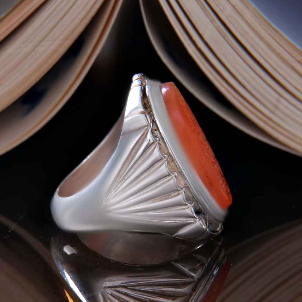 Price and Buy Islamic Yemeni Aqeeq Silver Ring for Men Ya Ali - Image 3