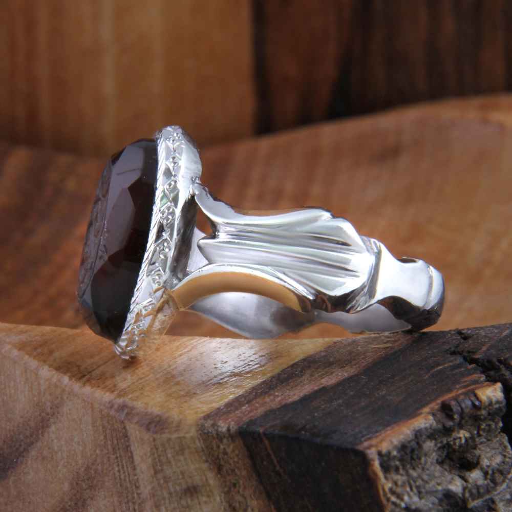 Price and Buy Islamic Yemeni Aqeeq Silver Ring for Men Ya Razzagh - Image 3