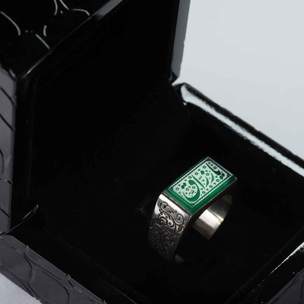 Price and Buy Islamic Yemeni Aqeeq Silver Ring for Men Ya Razzagh - Image 3