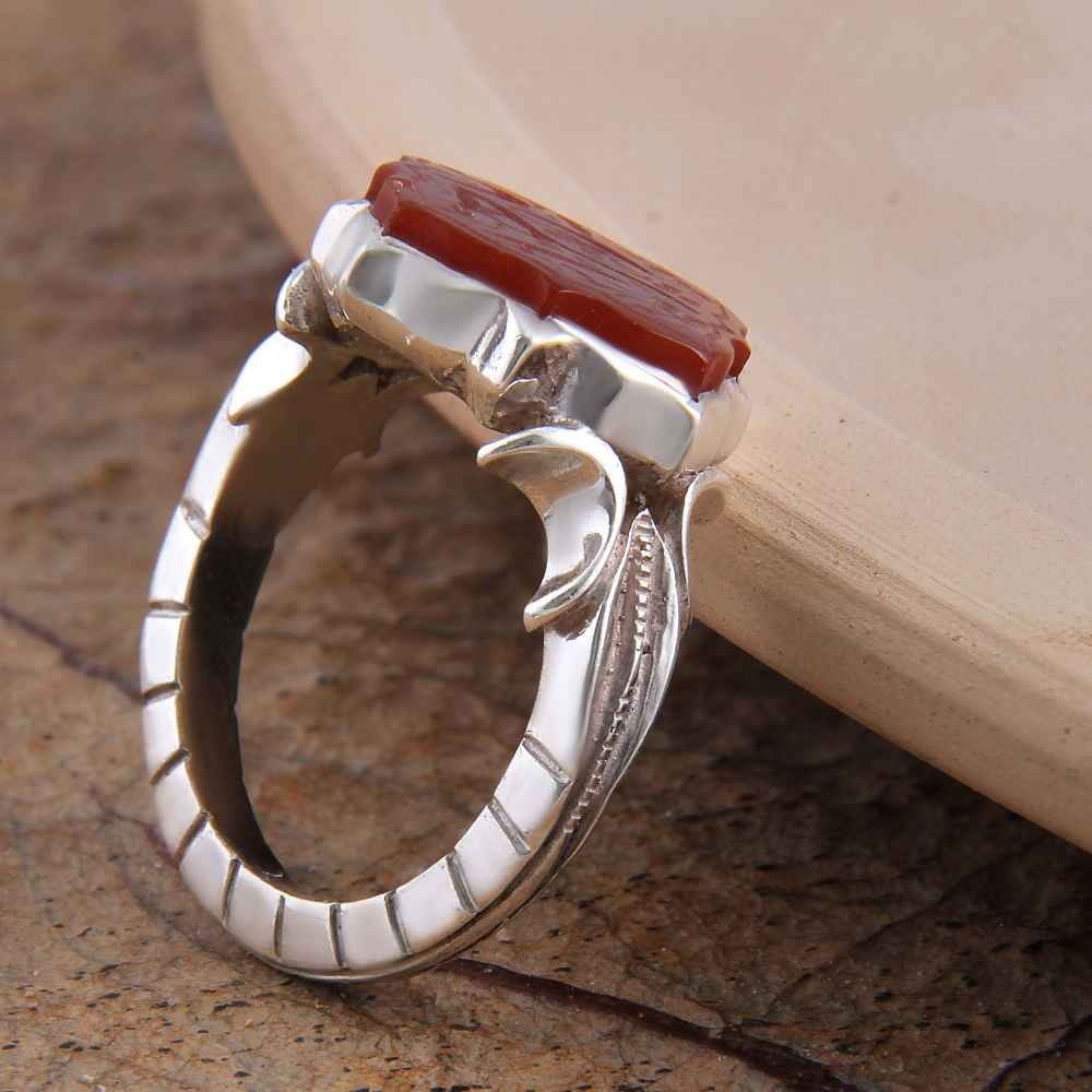 Price and Buy Islamic Yemeni Aqeeq Silver Ring for Men Ya Zahra - Image 3