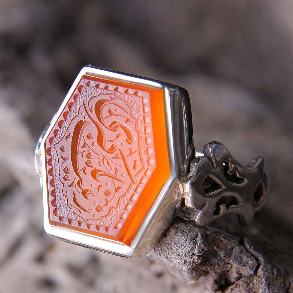 Price and Buy Islamic Yemeni Aqeeq Silver Ring for Men Ya Zeynab Kobra - Image 3