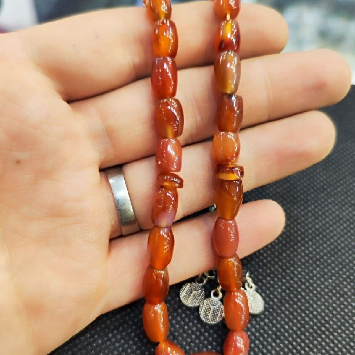 Price and Buy Islamic Yemeni Hakik Rosary Crafted with 33 Prayer Beads Tasbih Misbaha - Image 5