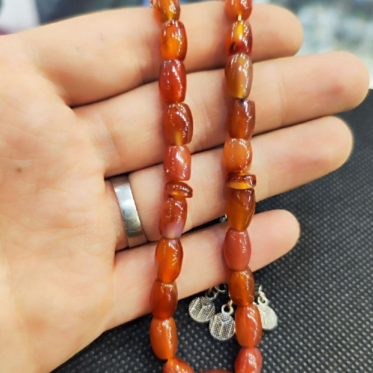 Price and Buy Islamic Yemeni Hakik Rosary Crafted with 33 Prayer Beads Tasbih Misbaha - Image 5
